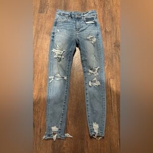 American Eagle Outfitters Ripped Blue Skinny Jeans
